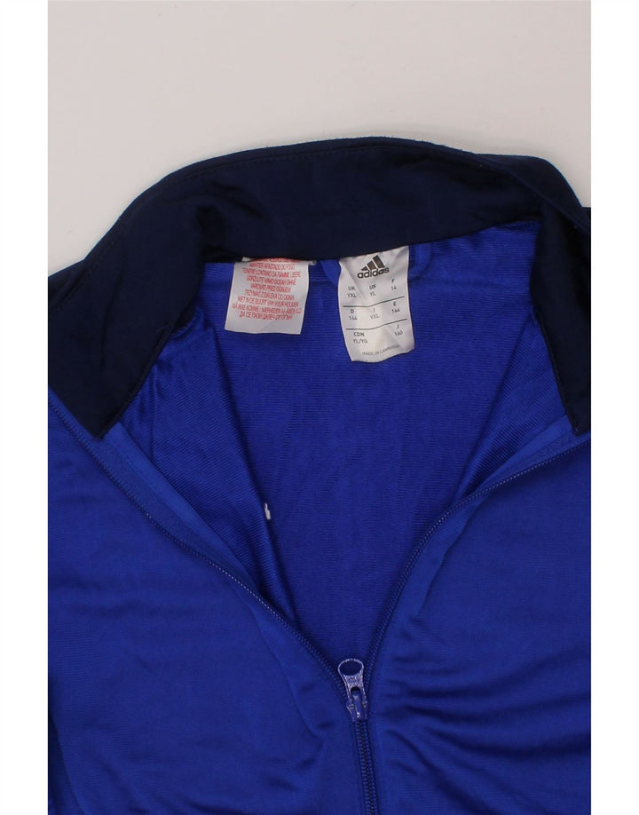 ADIDAS Boys Tracksuit Top Jacket 13-14 Years Blue Colourblock Polyester Vintage Adidas and Second-Hand Adidas from Messina Hembry 