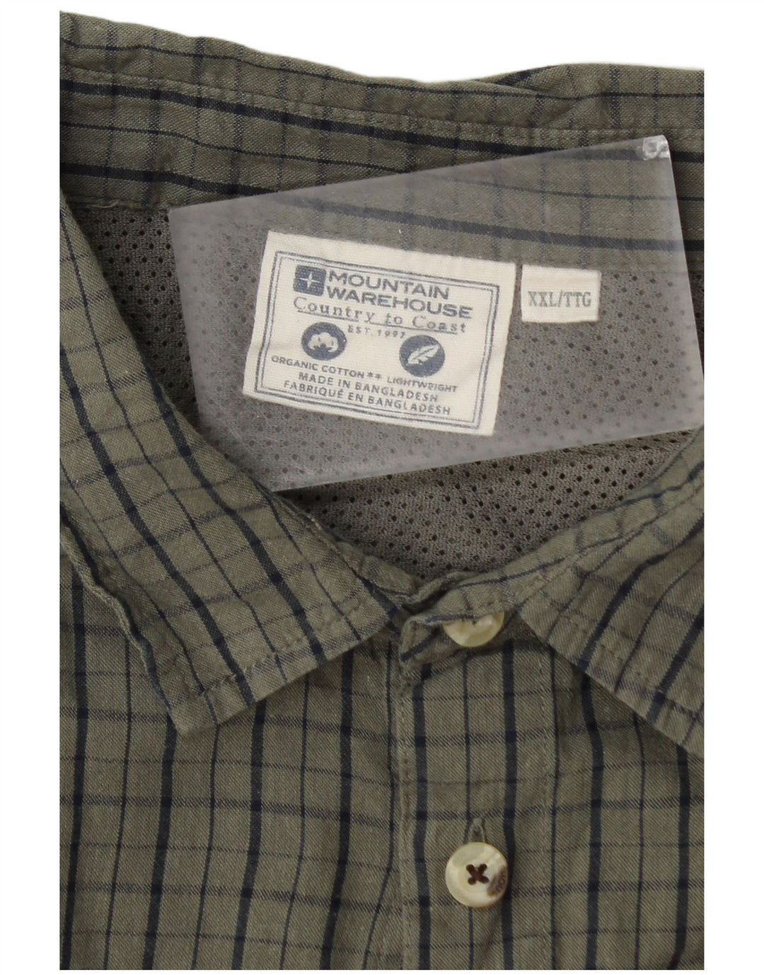 Mountain Warehouse Mens Short Sleeve Shirt 2XL Green Check