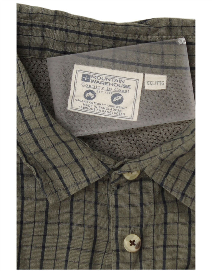 Mountain Warehouse Mens Short Sleeve Shirt 2XL Green Check