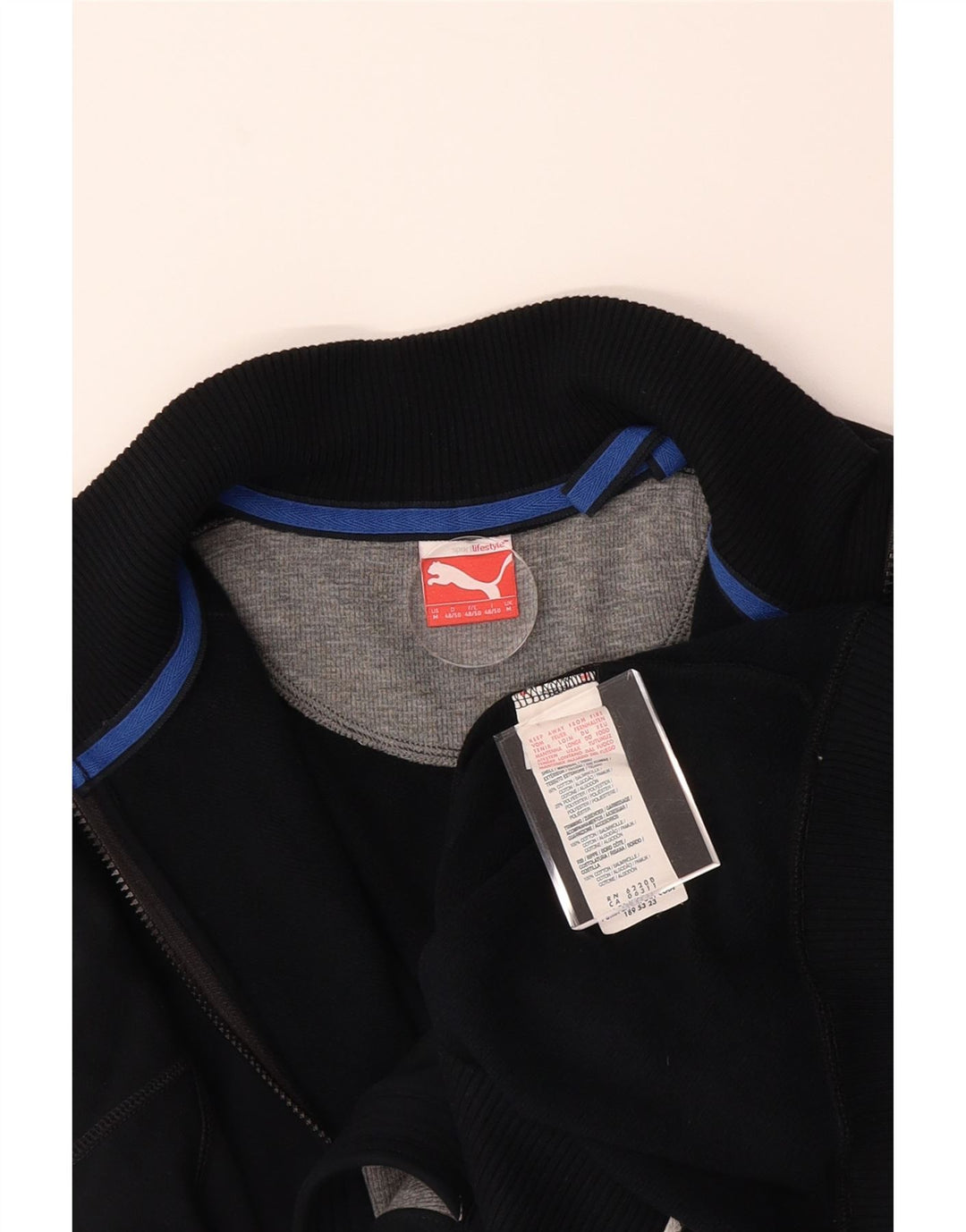 PUMA Mens Tracksuit Top Jacket Medium Navy Blue Cotton