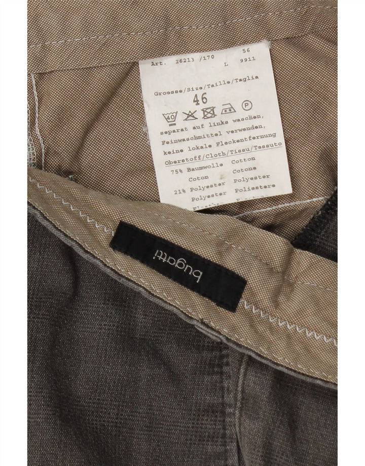 Bugatti Mens Straight Suit Trousers IT 46 Small W32 L30 Grey Check Cotton