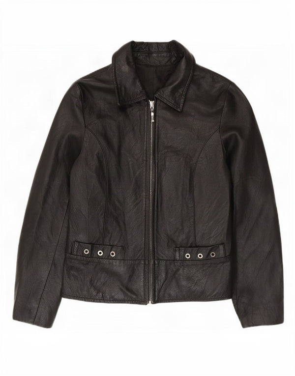 Vintage Womens Leather Jacket IT 42 Medium Black