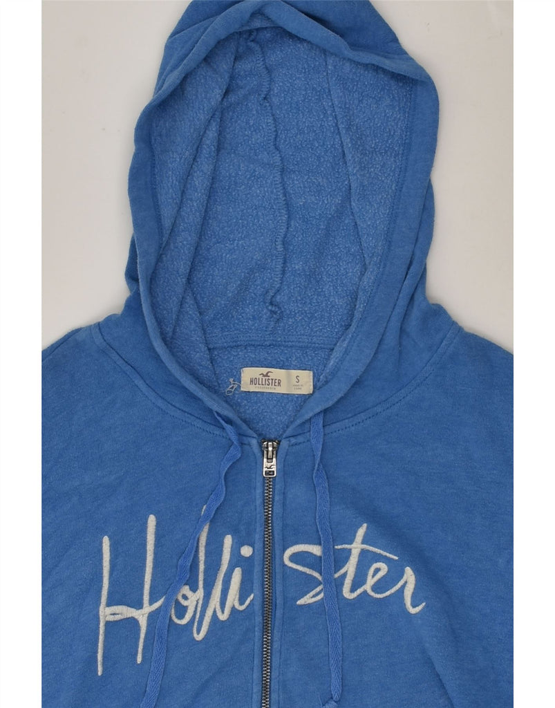 HOLLISTER Womens Graphic Zip Hoodie Sweater UK 8 Small Blue Cotton | Vintage Hollister | Thrift | Second-Hand Hollister | Used Clothing | Messina Hembry 