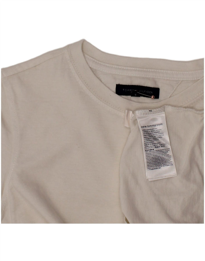 TOMMY HILFIGER Boys T-Shirt Top 7-8 Years White Cotton