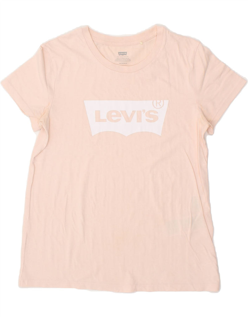 LEVI'S Womens Graphic T-Shirt Top UK 6 XS Pink Cotton Vintage Levi's and Second-Hand Levi's from Messina Hembry 