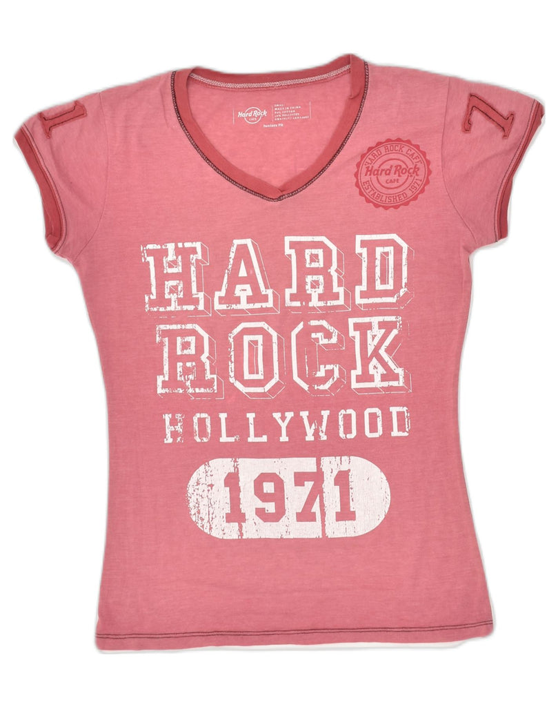 HARD ROCK CAFE Womens Hollywood Graphic T-Shirt Top Small Pink Cotton | Vintage Hard Rock Cafe | Thrift | Second-Hand Hard Rock Cafe | Used Clothing | Messina Hembry 