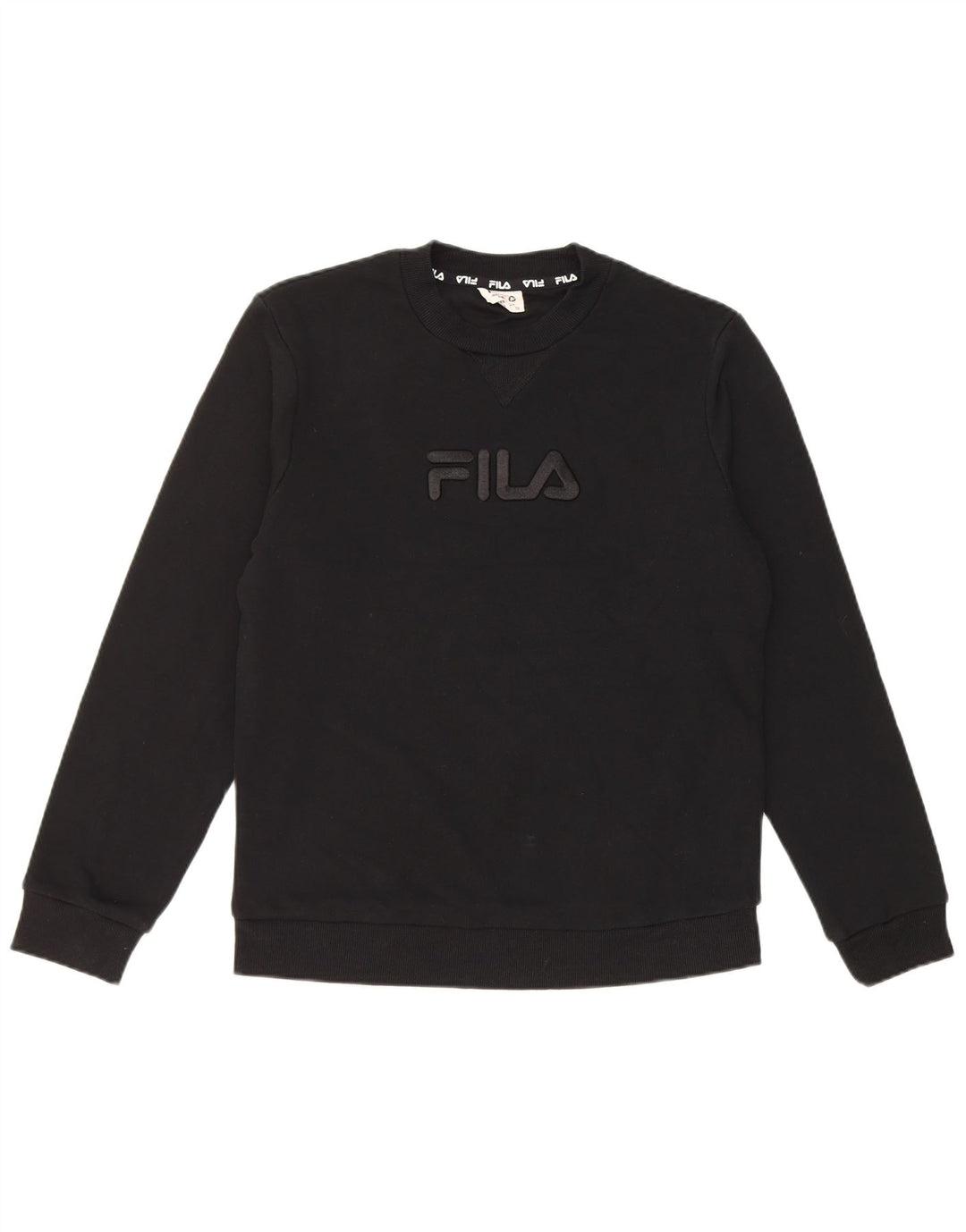 Fila Womens Graphic Sweatshirt Jumper UK 10 Small Black Cotton