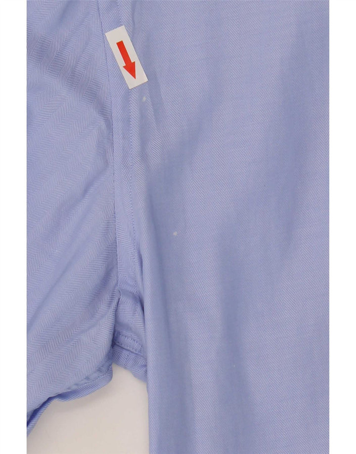 Hugo Boss Mens Slim Fit Shirt Size 42 Large Blue Herringbone Cotton