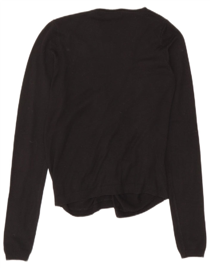 Zara Womens Open Cardigan Sweater UK 12 Medium Black Viscose