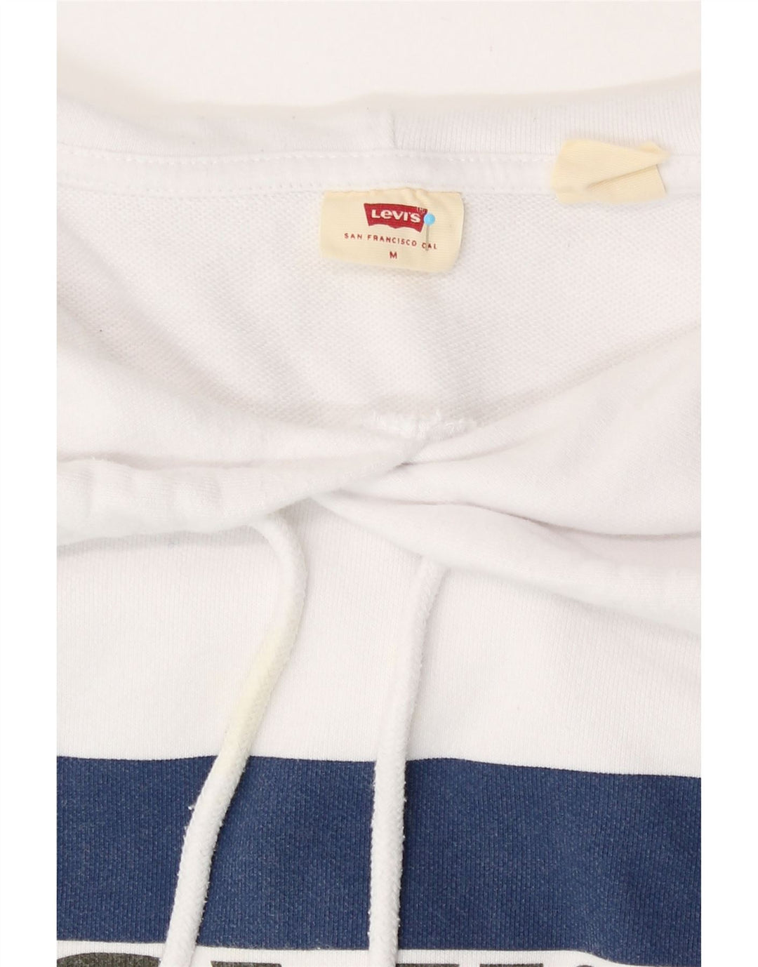Levi's Womens Graphic Oversized Hoodie Jumper UK 14 Medium White Cotton