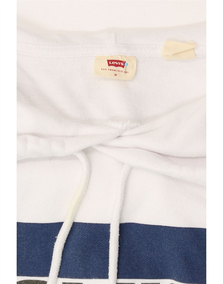 Levi's Womens Graphic Oversized Hoodie Jumper UK 14 Medium White Cotton