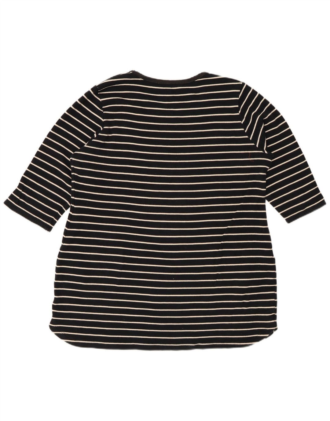 LAURA ASHLEY Womens Top 3/4 Sleeve UK 18 XL Black Striped Cotton