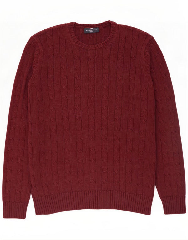 Marks & Spencer Mens Blue Harbour Crew Neck Jumper Sweater Medium Burgundy