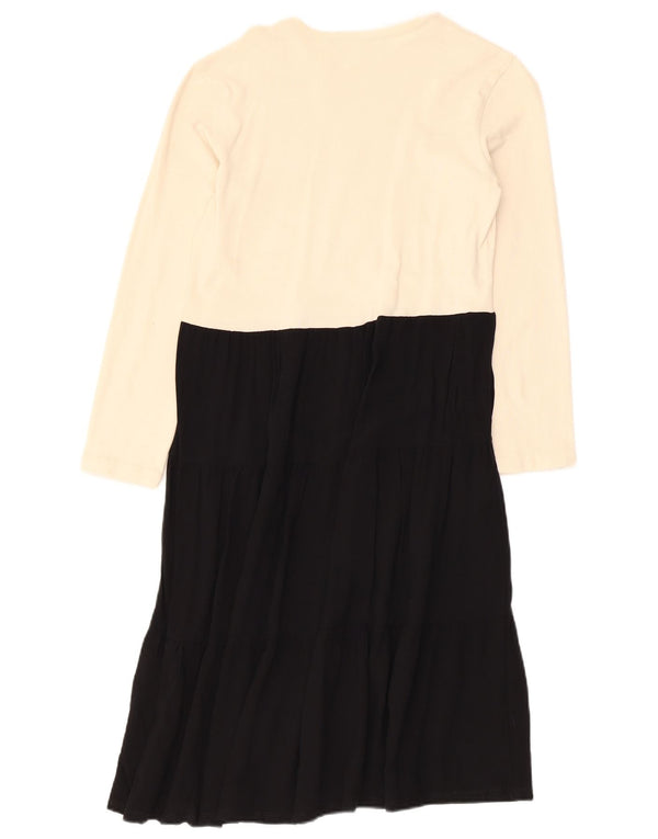 Zara Womens Long Sleeve A-Line Dress UK 12 Medium White Colourblock