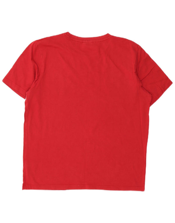 Bear Mens Graphic T-Shirt Top XL Red Cotton