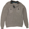 Ted Baker Mens Button Neck Jumper Sweater Size 4 Large Grey Cotton