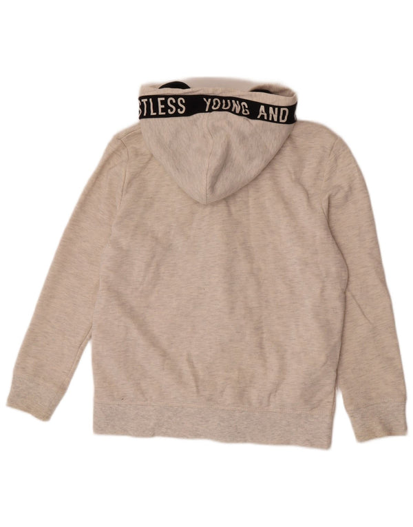 Zara Boys Graphic Zip Hoodie Sweater 11-12 Years Off White Flecked