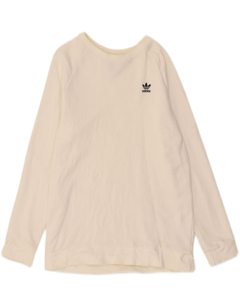 ADIDAS Mens Sweatshirt Jumper Large White Cotton Vintage Adidas and Second-Hand Adidas from Messina Hembry 