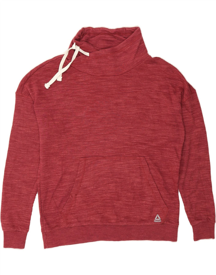 REEBOK Womens Sweatshirt Jumper UK 16 Large Maroon Flecked Cotton Vintage Reebok and Second-Hand Reebok from Messina Hembry 