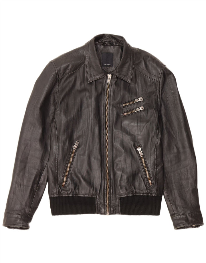 Selected Womens Leather Jacket UK 20 2XL Black Leather