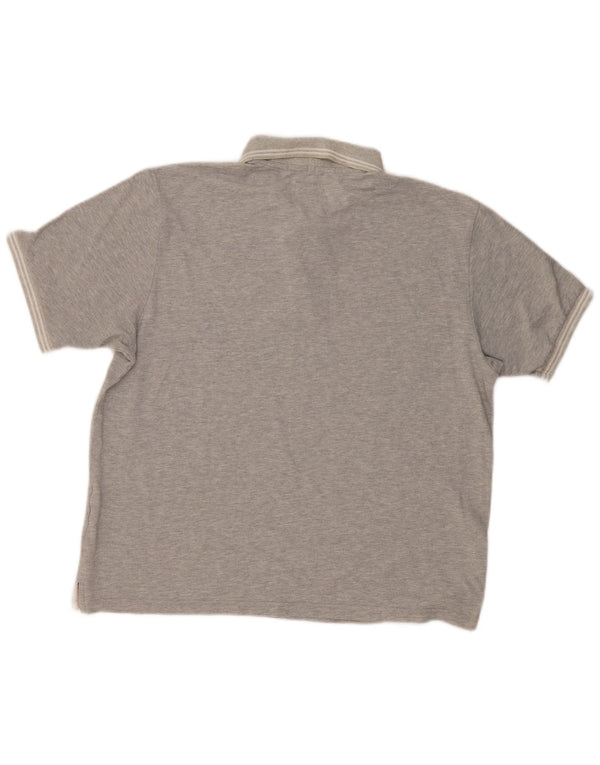 CHAMPION Mens Easy Fit Polo Shirt Large Grey Flecked Cotton