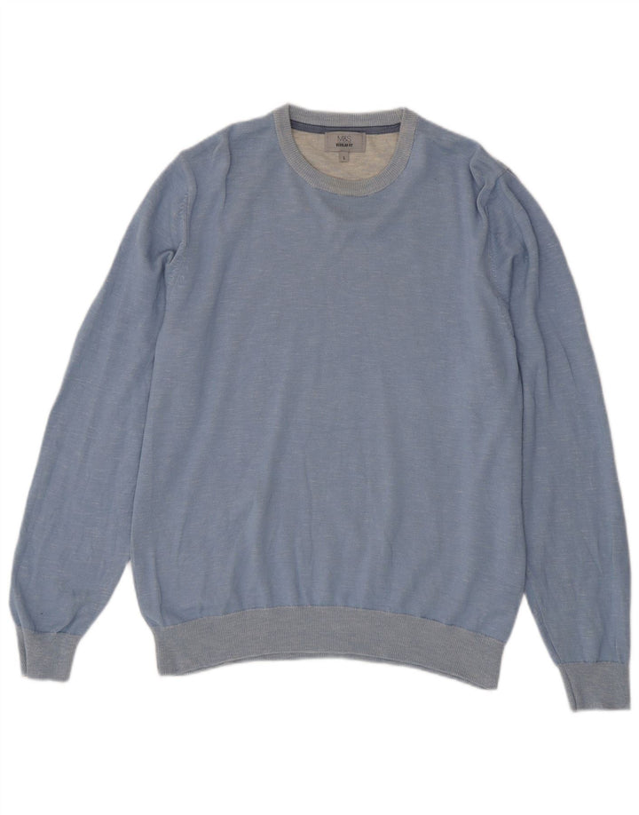 Marks & Spencer Mens Crew Neck Jumper Sweater Large Blue Flecked