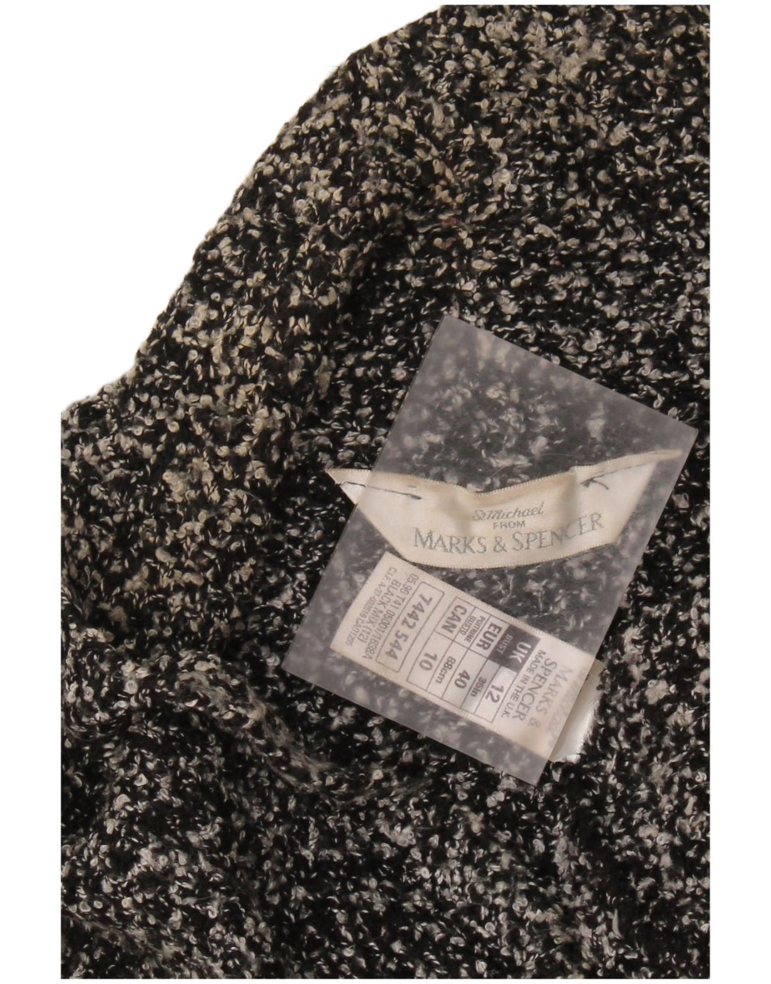 MARKS & SPENCER Womens Cardigan Sweater UK 12 Medium Black Flecked Acrylic