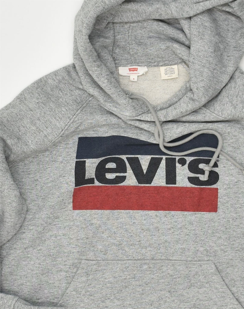 LEVI'S Womens Loose Fit Graphic Hoodie Jumper UK 10 Small Grey Cotton | Vintage Levi's | Thrift | Second-Hand Levi's | Used Clothing | Messina Hembry 