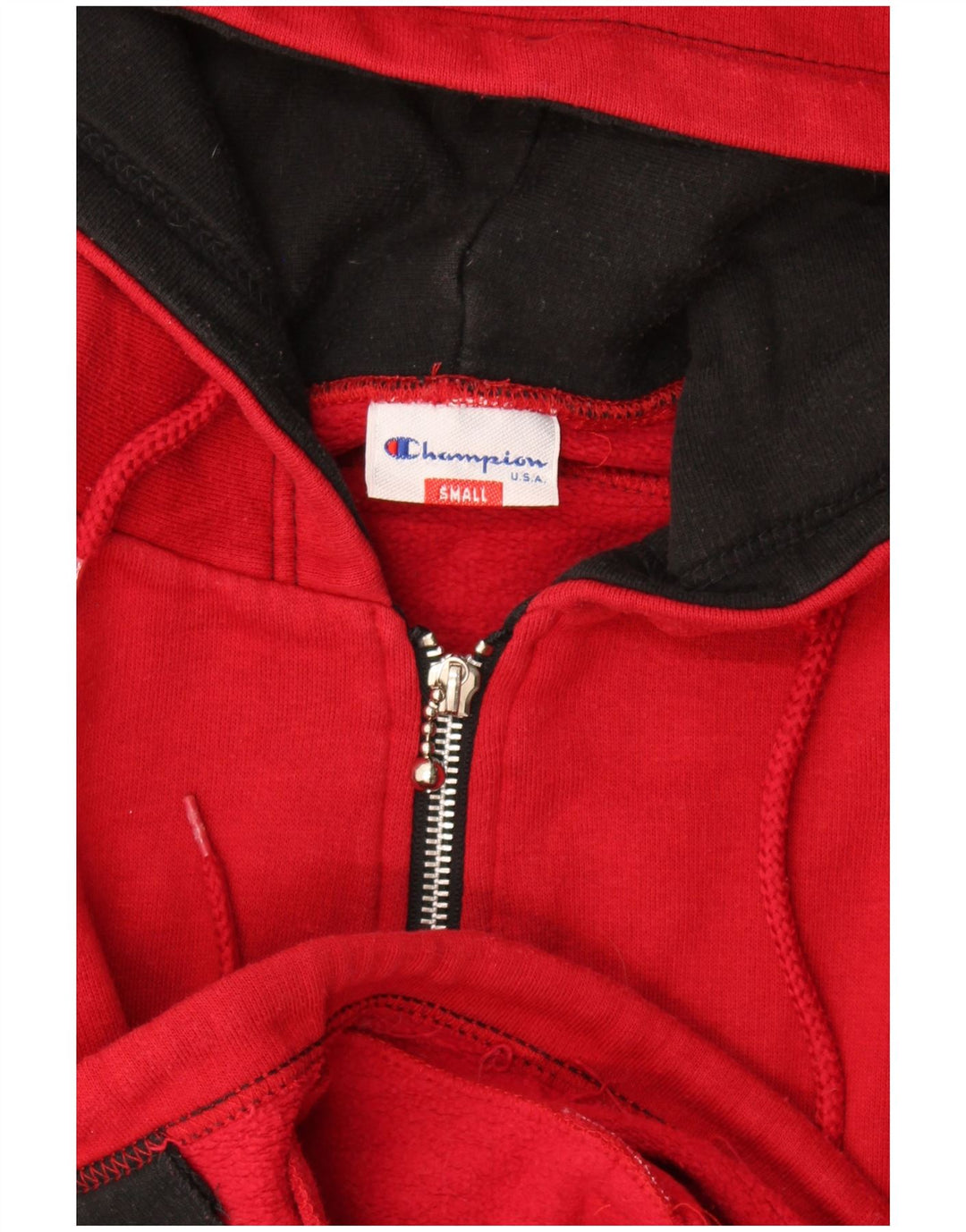Champion Mens Graphic Zip Hoodie Sweater Small Red Colourblock
