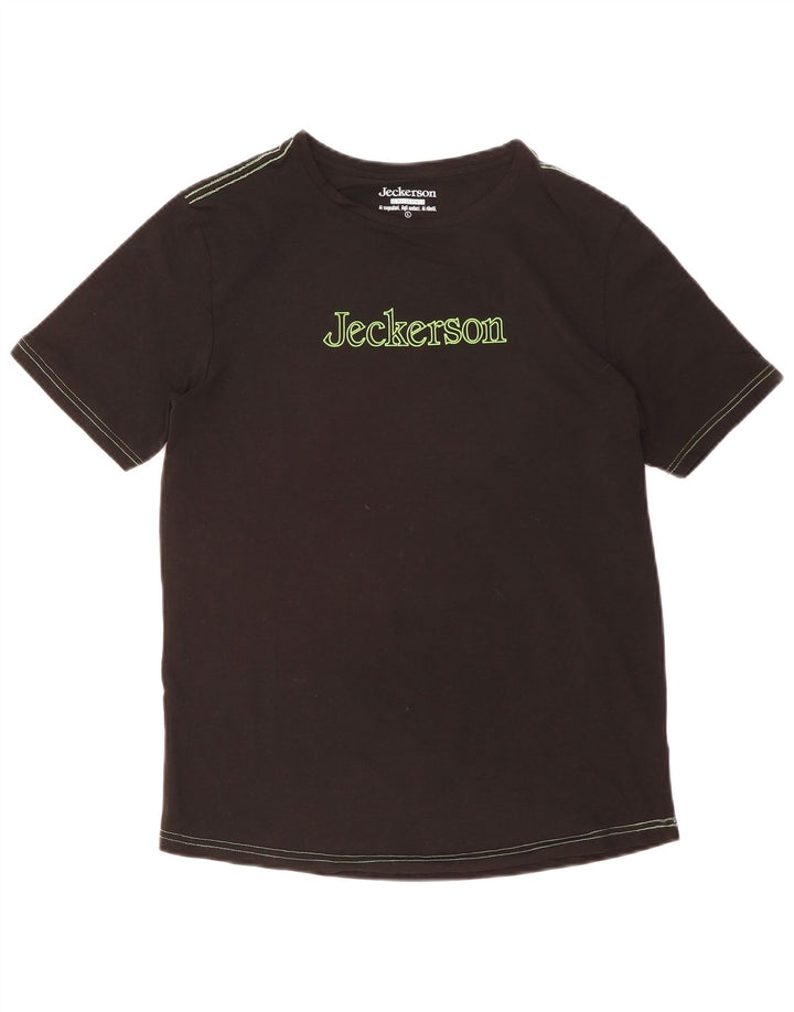 Jeckerson Mens Graphic T-Shirt Top Large Black Cotton