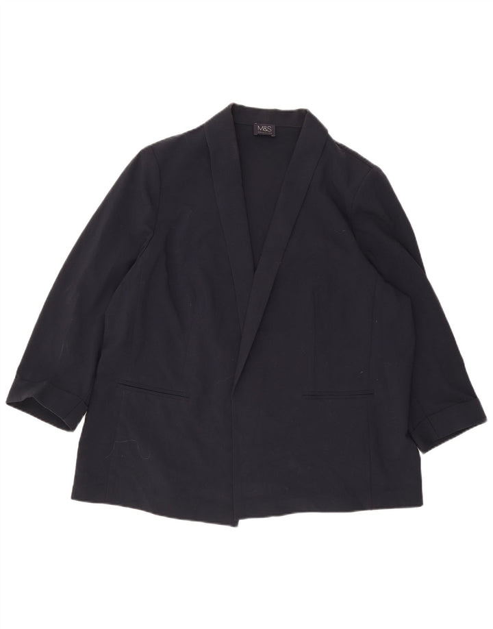 Marks & Spencer Womens Open Blazer Jacket UK 20 2XL Navy Blue Polyester