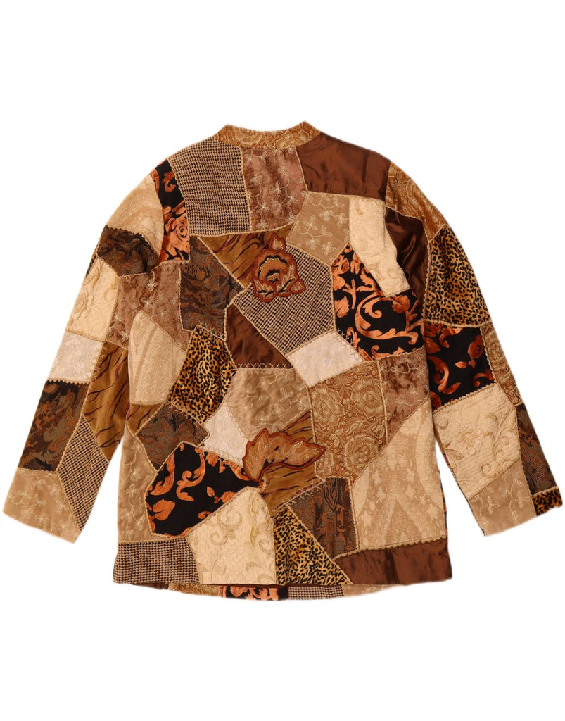 INDIGO MOON Womens 5 Button Blazer Jacket UK 40 Large Brown Patchwork Vintage Indigo Moon and Second-Hand Indigo Moon from Messina Hembry 