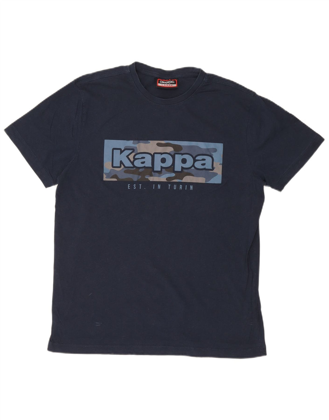 KAPPA Mens Graphic T-Shirt Top Large Navy Blue Cotton