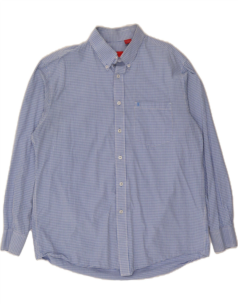IZOD Mens Shirt Large Blue Gingham Cotton Vintage Izod and Second-Hand Izod from Messina Hembry 