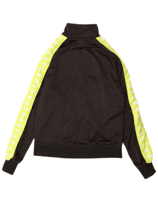 KAPPA Boys Graphic Tracksuit Top Jacket 15-16 Years Black Colourblock
