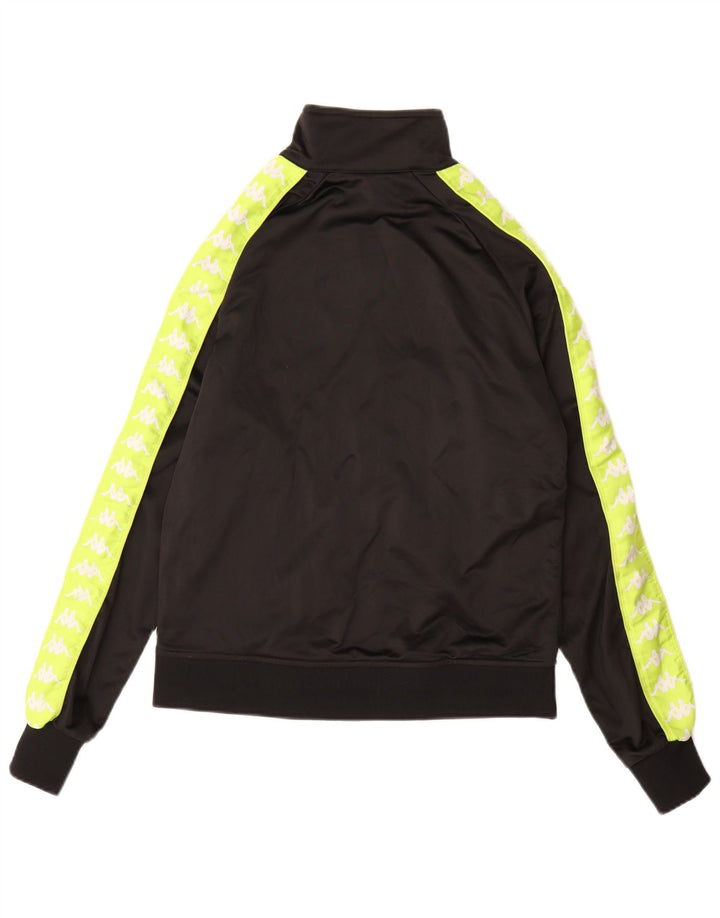 KAPPA Boys Graphic Tracksuit Top Jacket 15-16 Years Black Colourblock