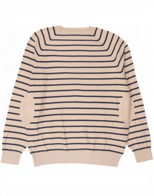 Marks & Spencer Mens Boat Neck Jumper Sweater Large Grey Striped