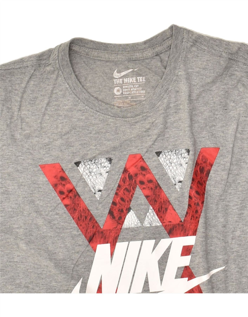 NIKE Womens Athletic Cut Graphic T-Shirt Top UK 14 Medium Grey Flecked | Vintage Nike | Thrift | Second-Hand Nike | Used Clothing | Messina Hembry 