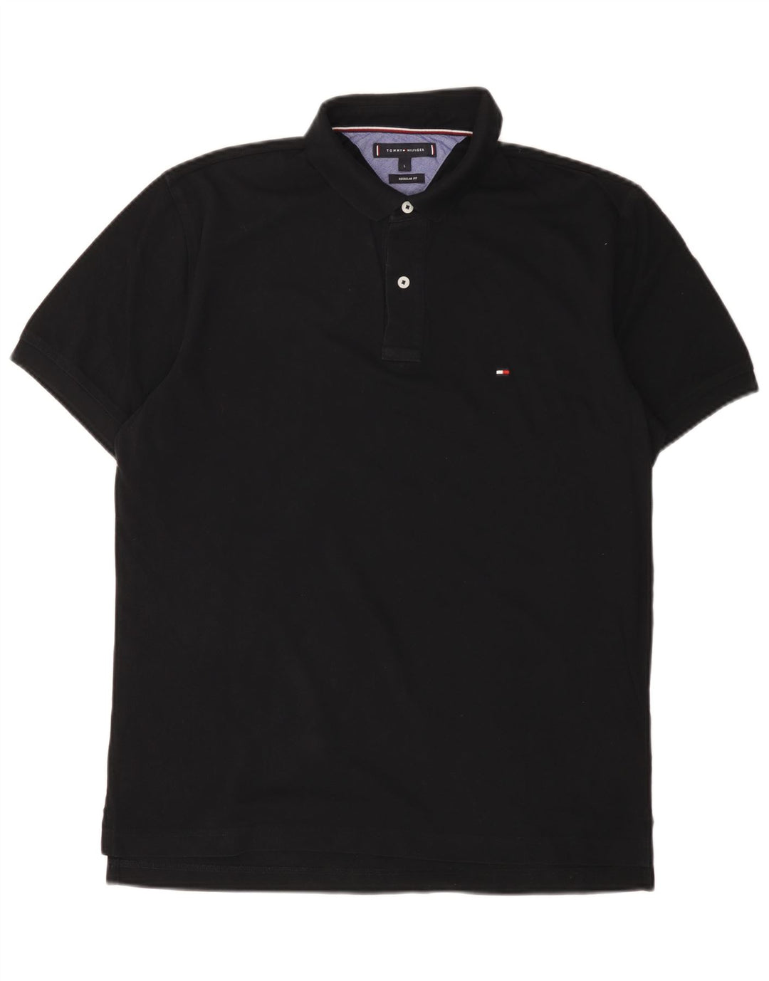 Tommy Hilfiger Mens Regular Fit Polo Shirt Large Black Cotton