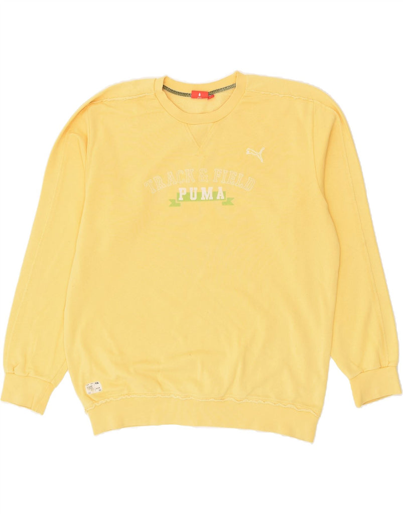 PUMA Mens Graphic Sweatshirt Jumper XL Yellow Cotton | Vintage Puma | Thrift | Second-Hand Puma | Used Clothing | Messina Hembry 