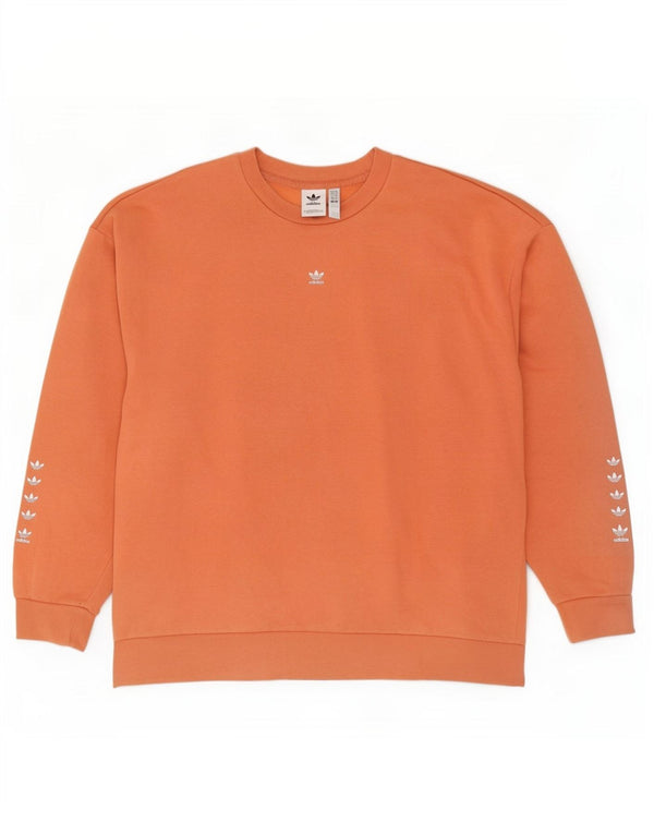 Adidas Womens Graphic Oversized Sweatshirt Jumper UK 14 Large Orange Cotton