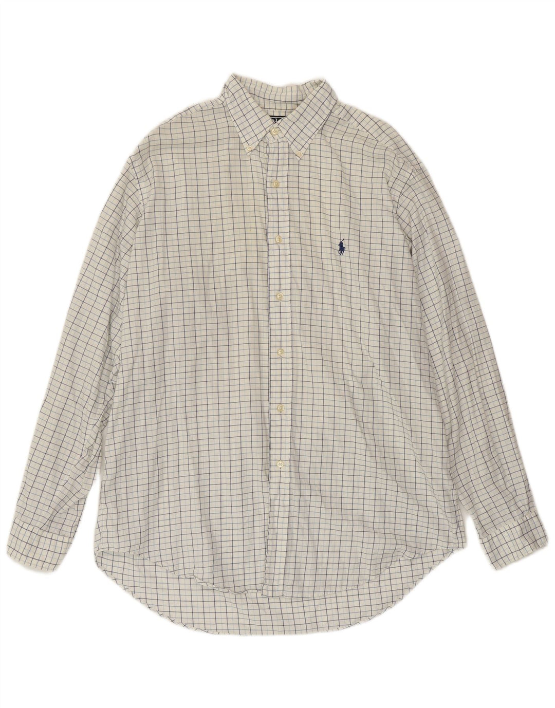 POLO RALPH LAUREN Mens Yarmouth Shirt Size 16 Large White Check Cotton