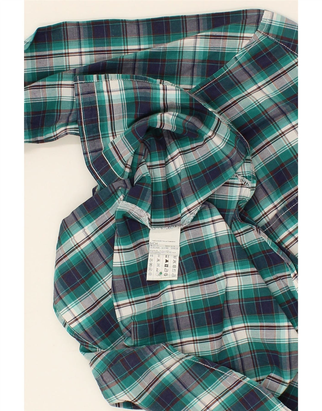 BENETTON Mens Shirt Small Green Check Cotton Vintage Benetton and Second-Hand Benetton from Messina Hembry 