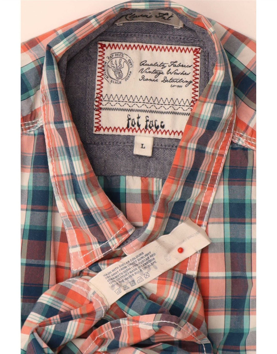 Fat Face Mens Short Sleeve Shirt Large Multicoloured Check Cotton