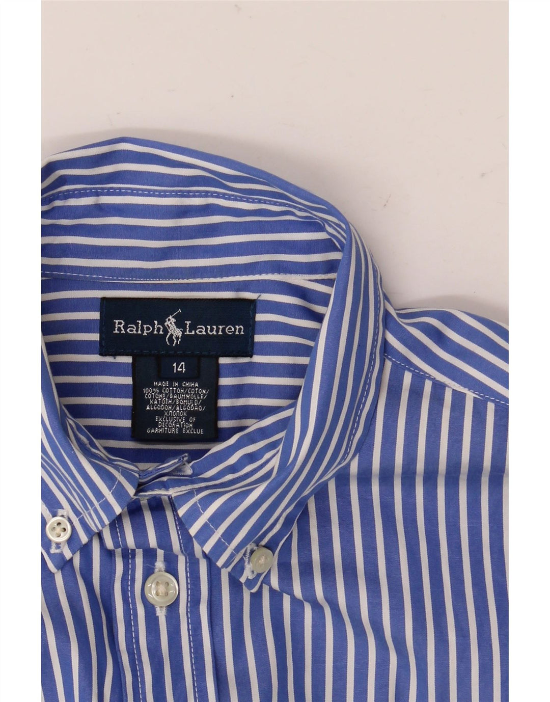Ralph Lauren Boys Shirt 13-14 Years Blue Striped Cotton