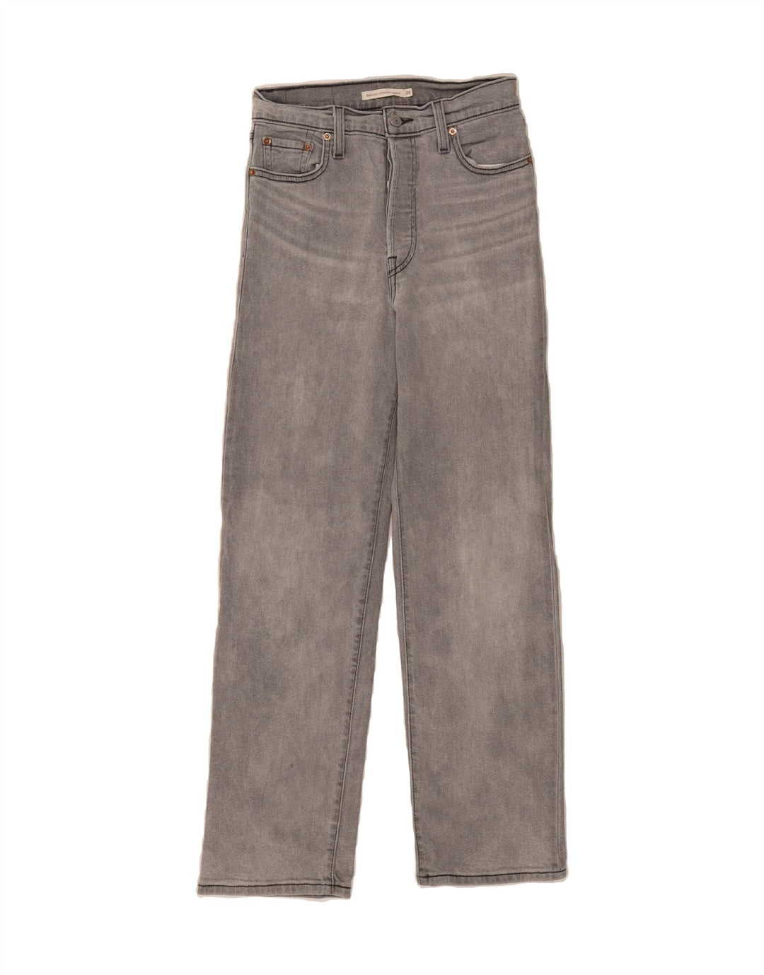 LEVI'S Womens Ribcage Straight Jeans W26 L28 Grey Cotton Vintage Levi's and Second-Hand Levi's from Messina Hembry 