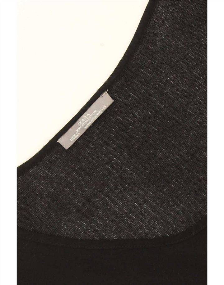 Zara Womens Oversized Top 3/4 Sleeve UK 14 Medium Black