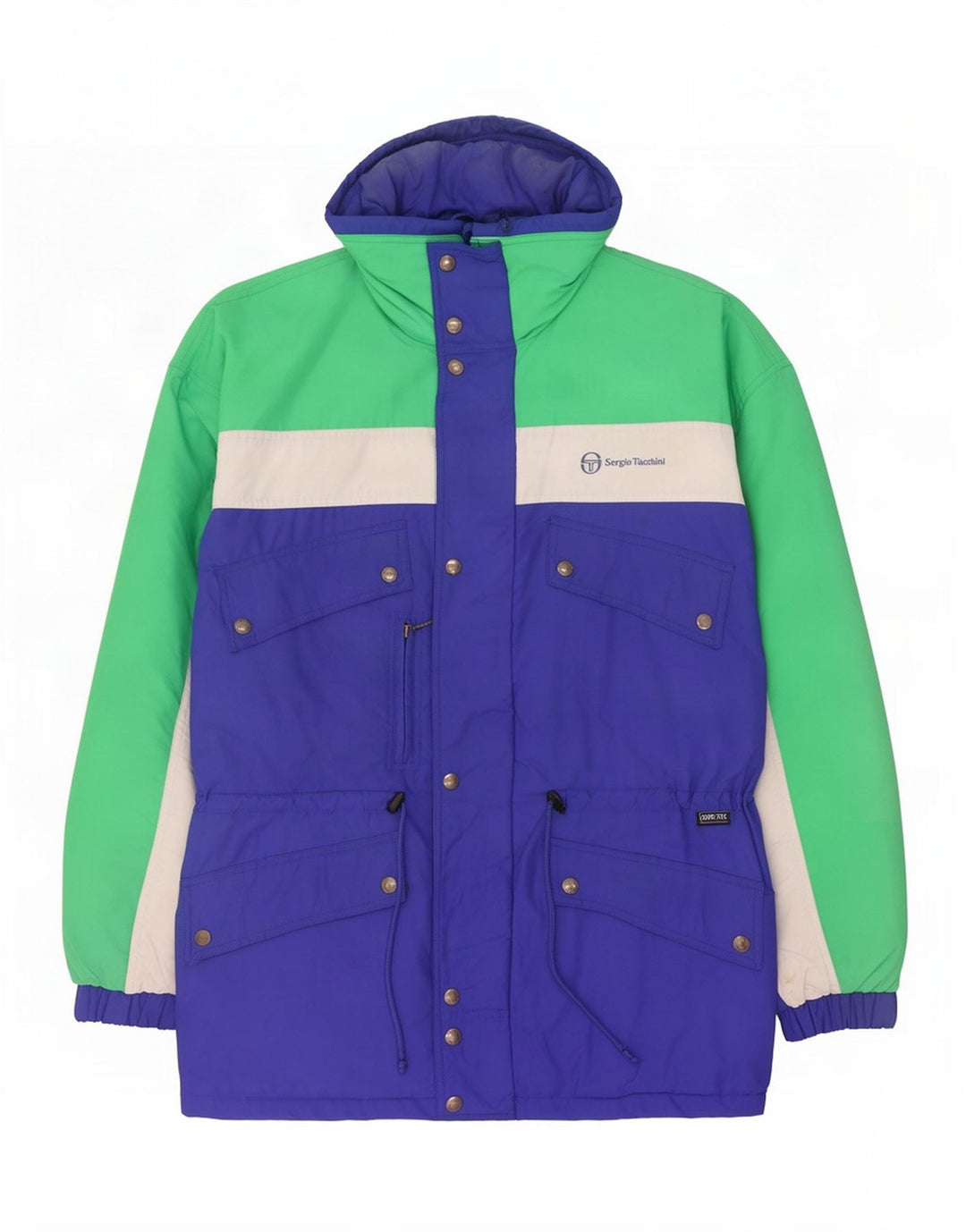 Sergio Tacchini Mens Hooded Ski Jacket IT 54 2XL Blue Colourblock Polyamide
