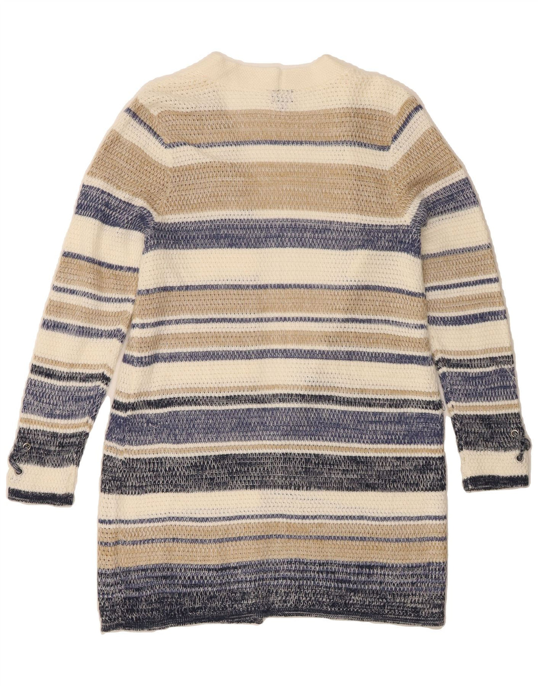 LEE Womens Longline Open Cardigan Sweater UK 14 Medium Beige Striped Vintage Lee and Second-Hand Lee from Messina Hembry 