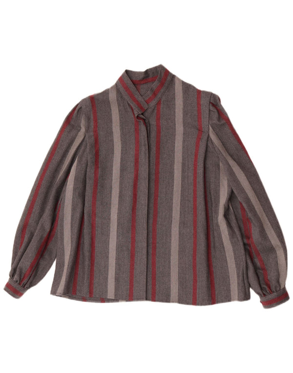 Vintage Womens Shirt Blouse UK 18 XL Grey Striped
